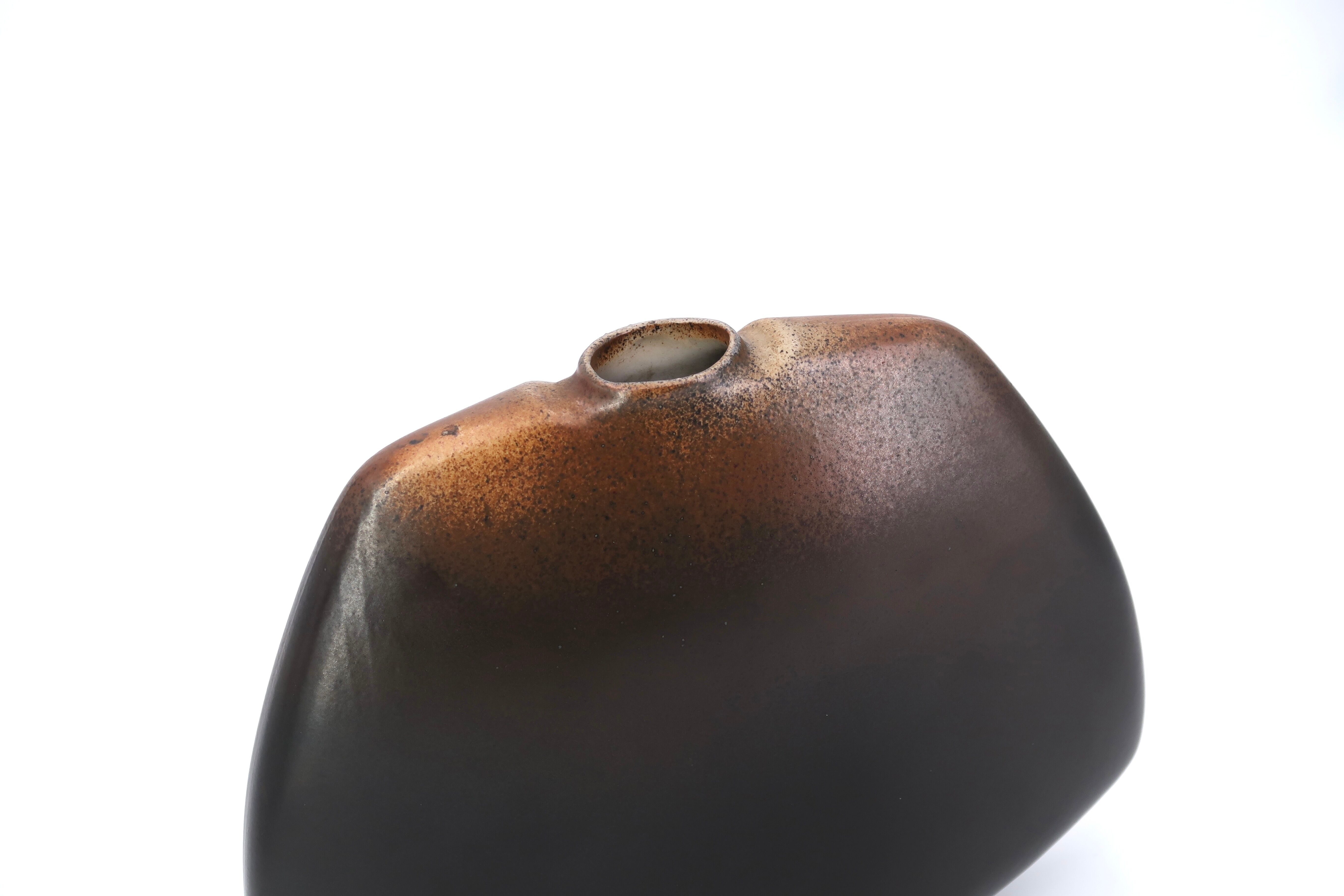 Black and brown vase by Pierre Lebe for Virebent