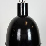 Small Industrial Black Enamel Ceiling Lamp, 1950s