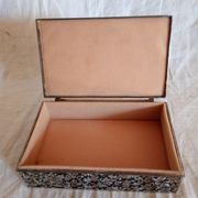 Silver metal jewelry box from the 50s