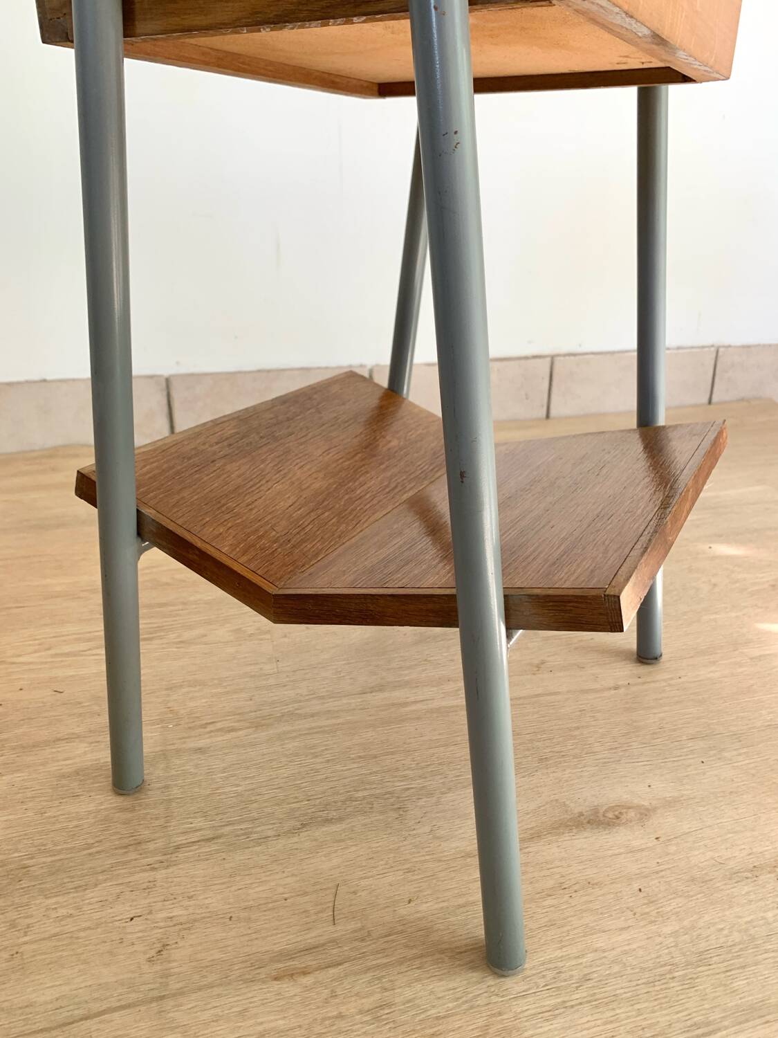 Pair of vintage boarding school bedside tables