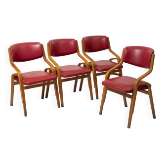 Ensemble de 4 chaises de salle à manger par ludvik volak, tchécoslovaquie, années 1970