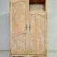 Renovated antique wardrobe – natural wood & sage green interior