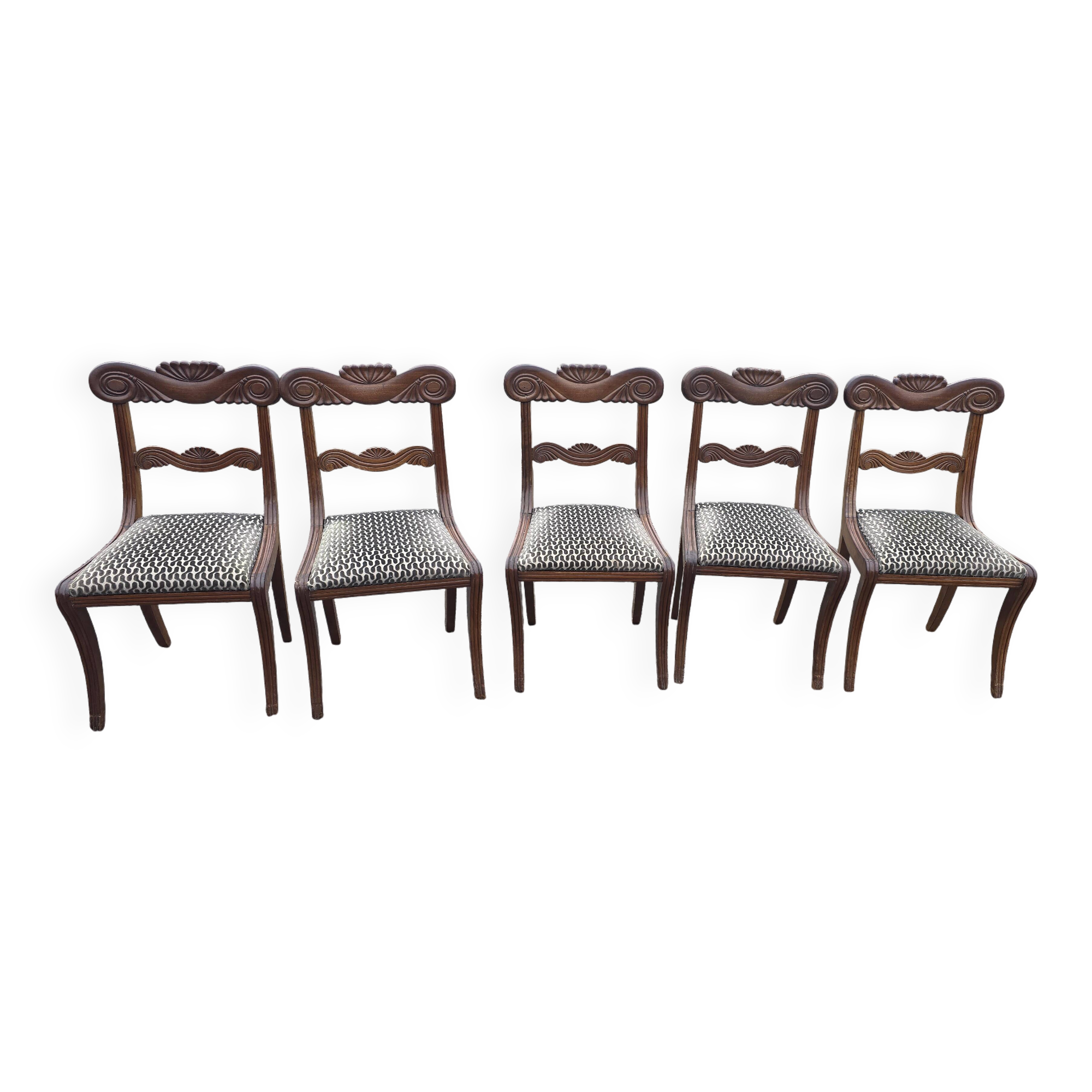 Regency Style Mahogany Chairs x 5