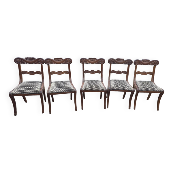 Chaises en acajou de style Régence x 5