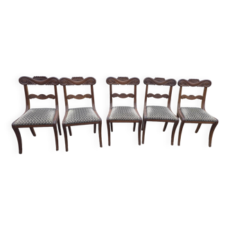 Chaises en acajou de style Régence x 5