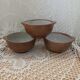 3 antique stoneware bowls