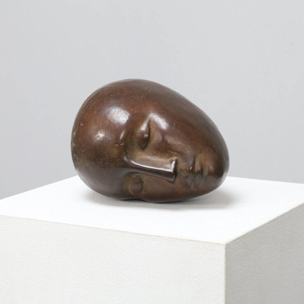Bronze Sculpture – Abstracted Head, 20th Century
