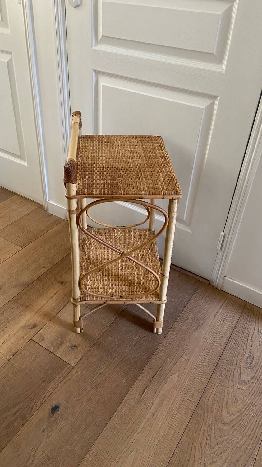 Vintage rattan bedside table 1960