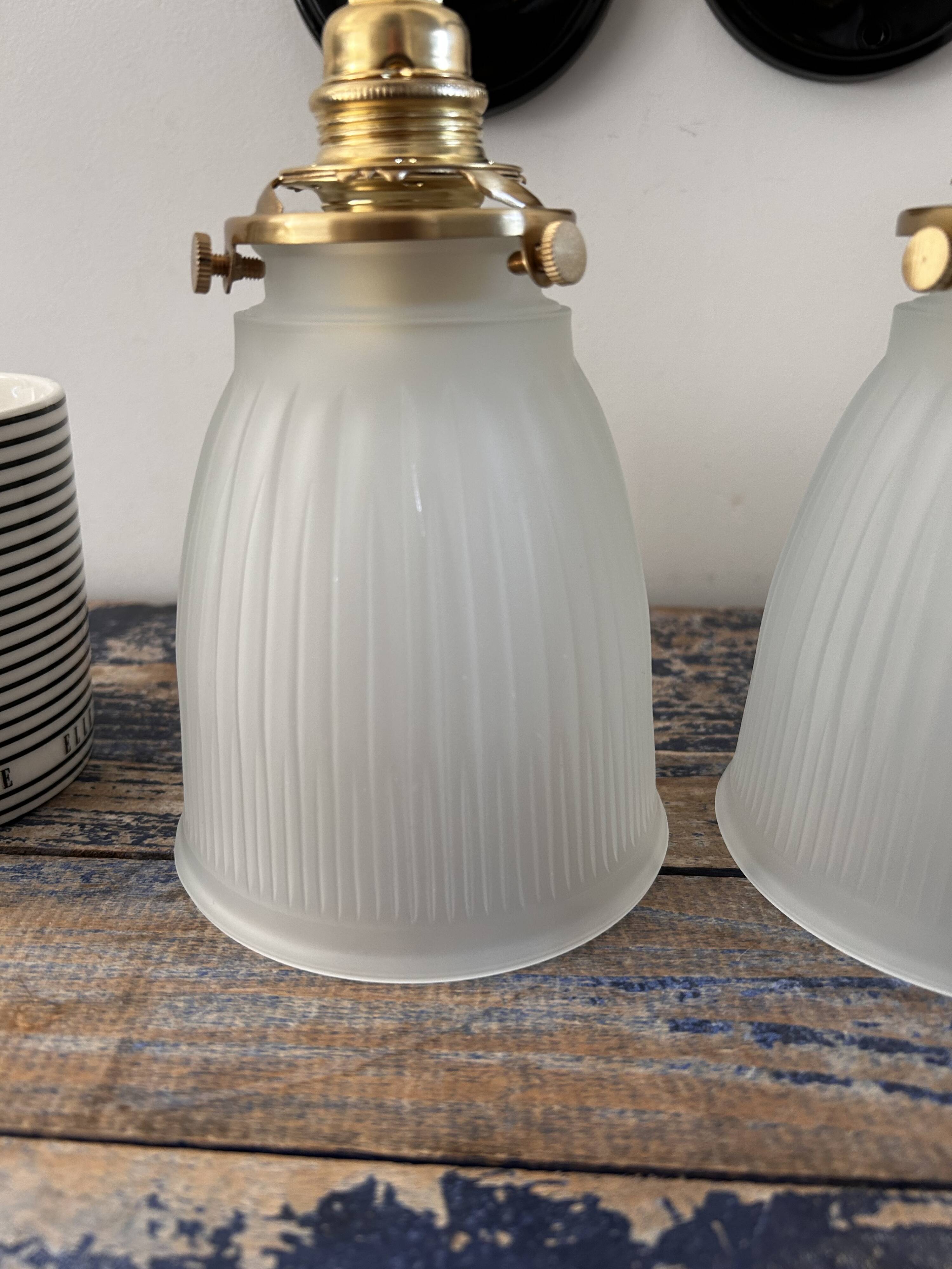 Pair of glass and ceramic wall lights