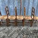 8 antique Vendée straw chairs in solid cherry wood.
