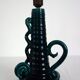Pieds de lampe bougeoir émaillé vert Accolay vintage