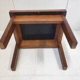 Vintage 1970 side table in green epoxy resin & solid oak 70s raw