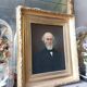 Painting Portrait of an ancient man 19th with gilded wooden frame