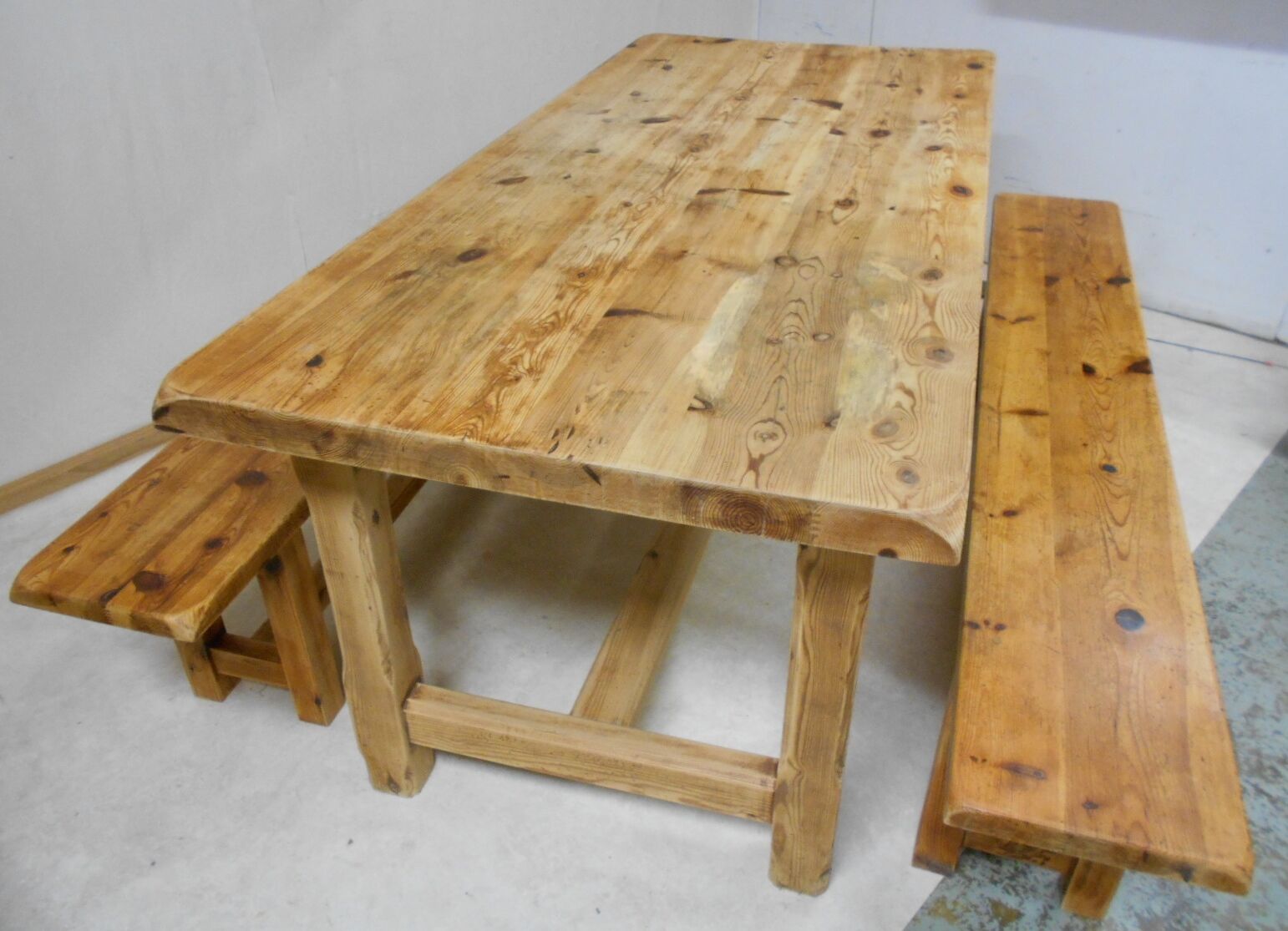 Mountain farm table and two benches