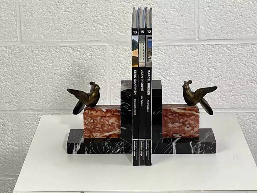 Vintage marble and brass bookend