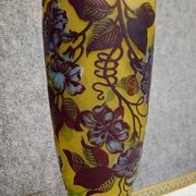 Multilayer glass vase etched with acid – Floral decoration in Art Nouveau style