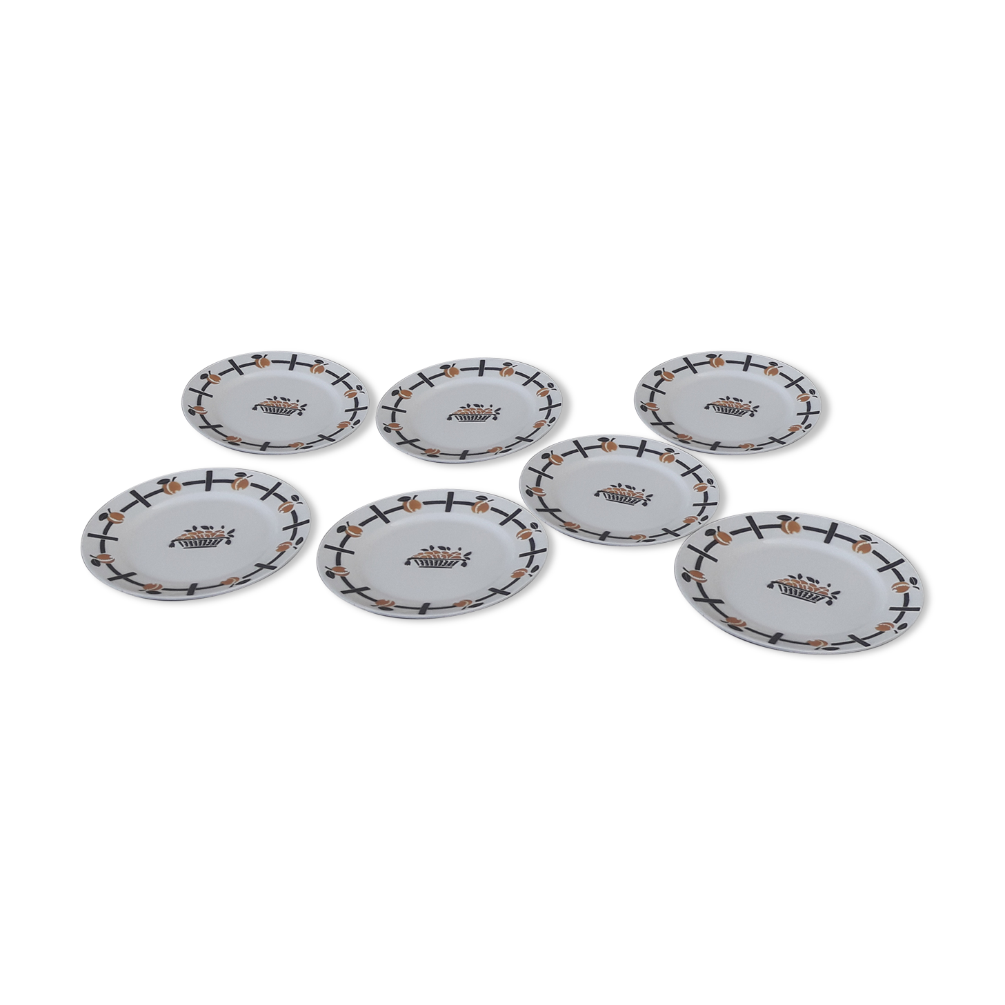 7 flat plates made of Earthenware from Badonviller DOC diam basket pattern 24 cm