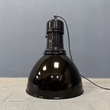 Large black enamel Bauhaus factory lamp