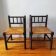 Pair of French corner chairs - turned wood, mid-20th century.