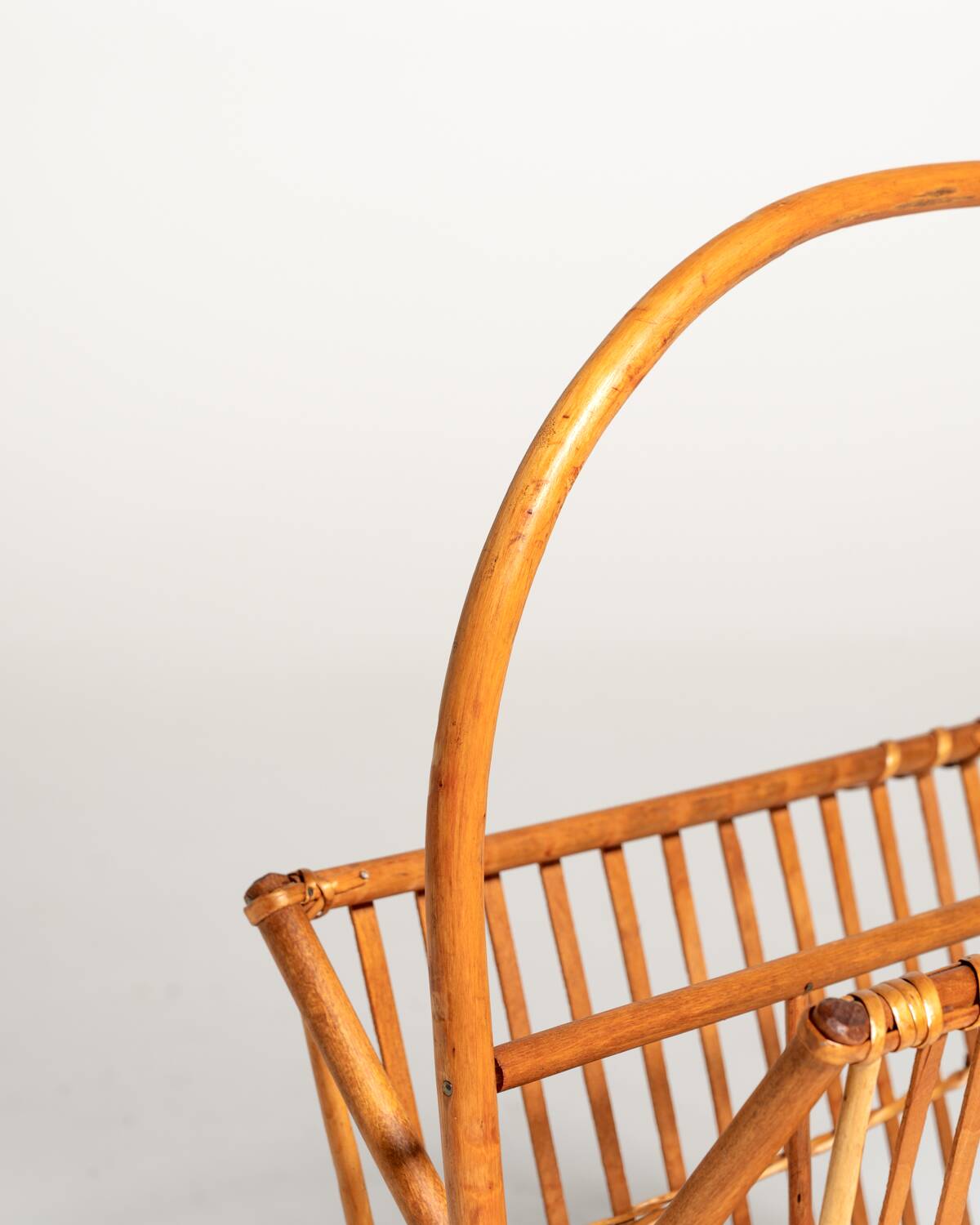 Bamboo and rattan magazine rack, Scandinavia, 1960s