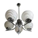 Chrome and opaline chandelier 70s