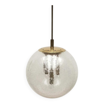Large glass and brass planet ball pendant lamp from the mid-century German space age, 1960s.