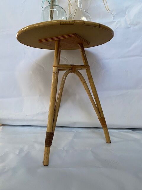 Rattan and formica table