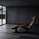 Vintage Mid-Century Danish Modern Leather Adjustable Easy Chair and Ottoman