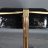 Old desk lamp called banker enamelled iron, brass and cast iron SB