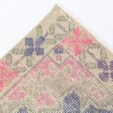 Turkish Cream Pink Oriental Vintage Rug, 121x208Cm