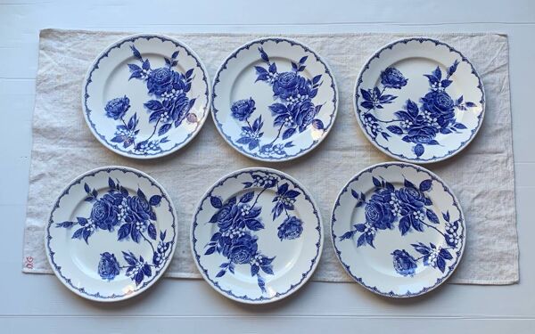 6 assiettes plates anglaises Staffordshire Victoria