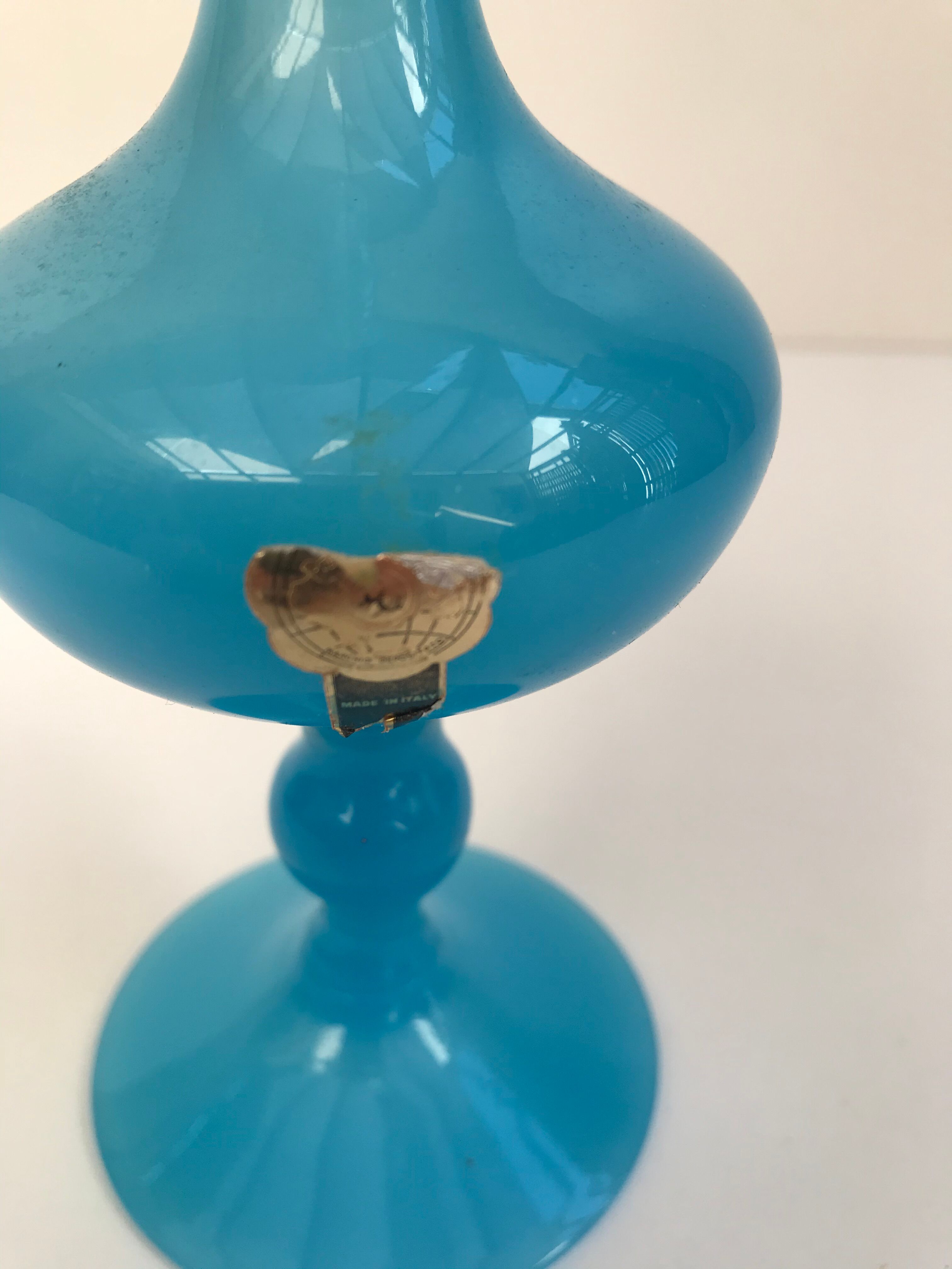 Blue opaline soliflore, Made in Italy