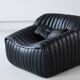 Cinna Ligne Roset Black Leather Armchair attributed to Annie Hieronimus, 1970s