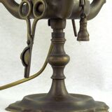 Antique Florentine 3 Light Oil Lamp with Tools Mounted in Electric Lamp 4306