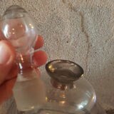 Ancienne carafe à liqueur verre soufflé, fil d'argent