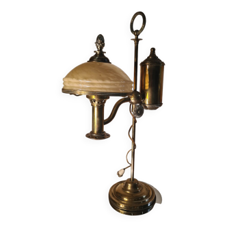 Oil lamp in brass and copper