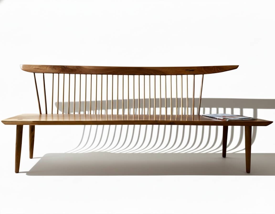 Large bench in solid walnut