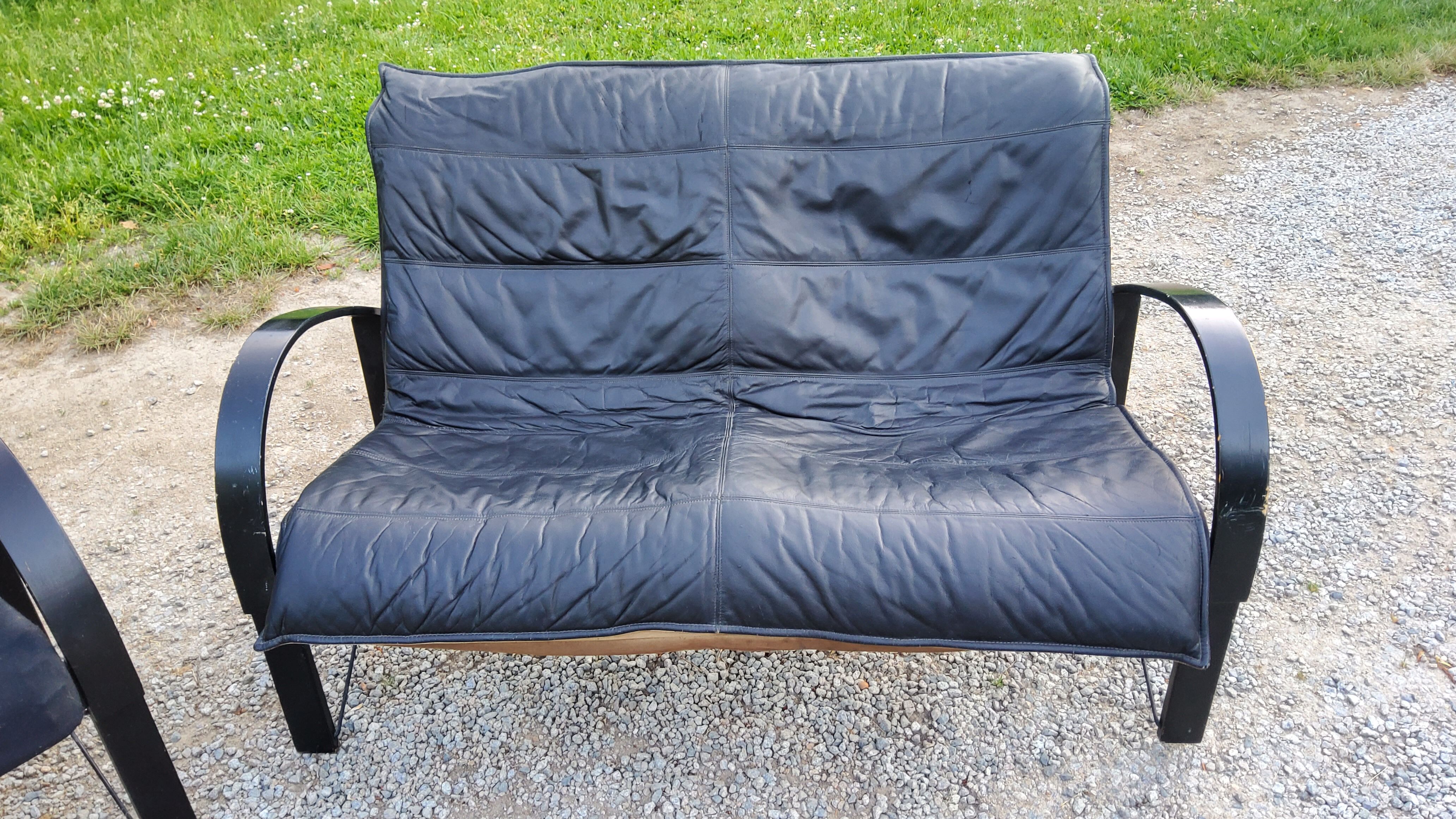 Pair of Scandinavian leather sofas from Tord Björklund