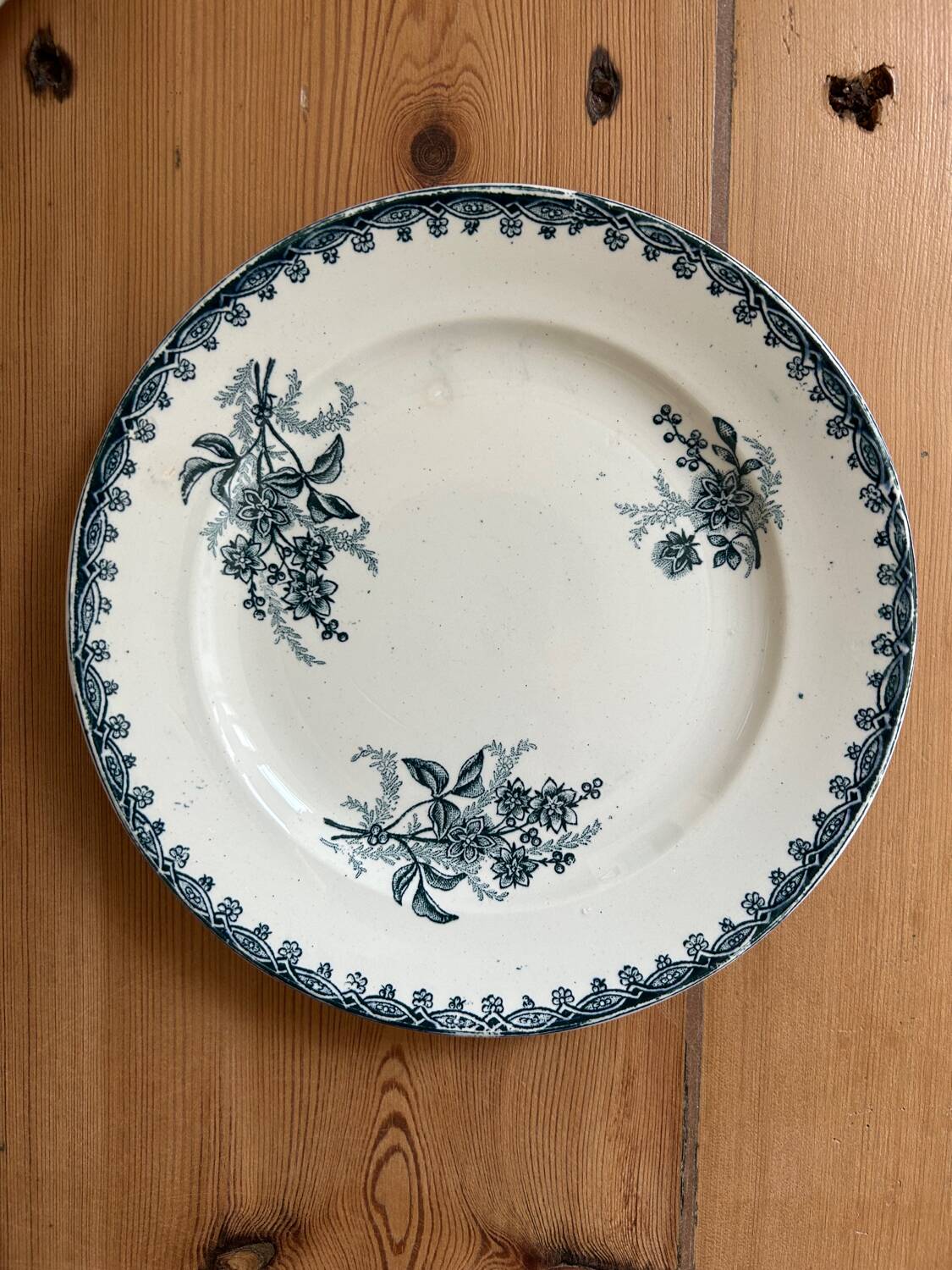 Series of 3 old flat plates “Terre de Fer”