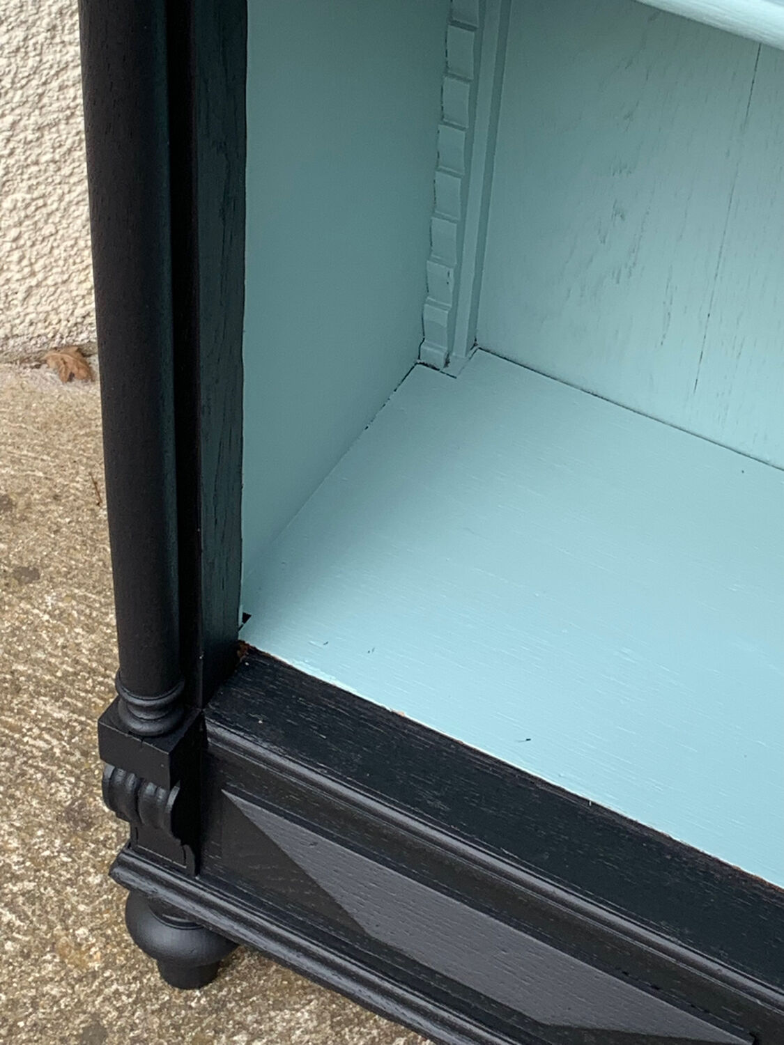 Armoire parisienne vitrée noire et vert grisé 150cm