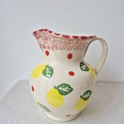 Vase/Pichet en céramique citron & pois - Vintage