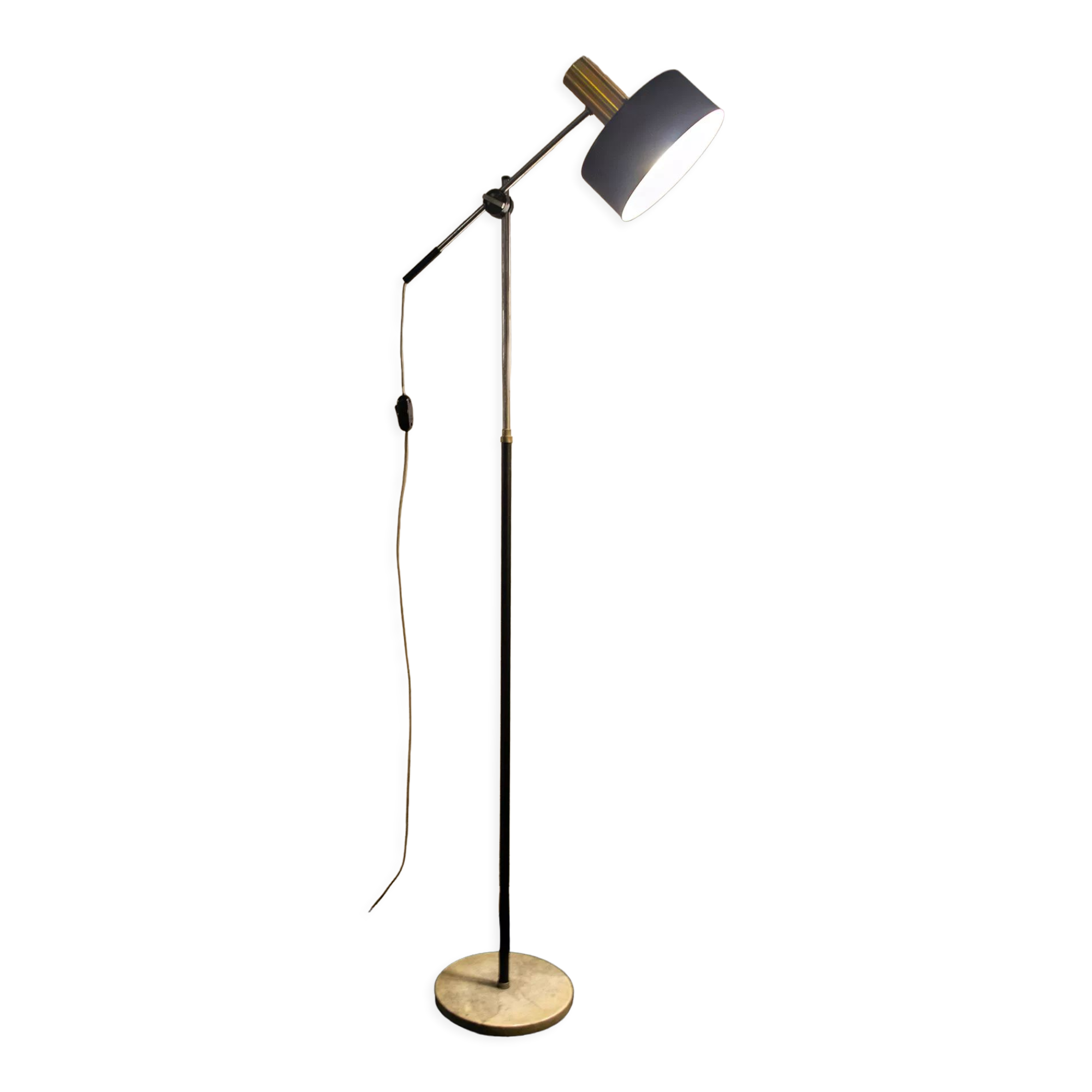 Directional lamp in golden, chromed, marble metal. Italy 60s