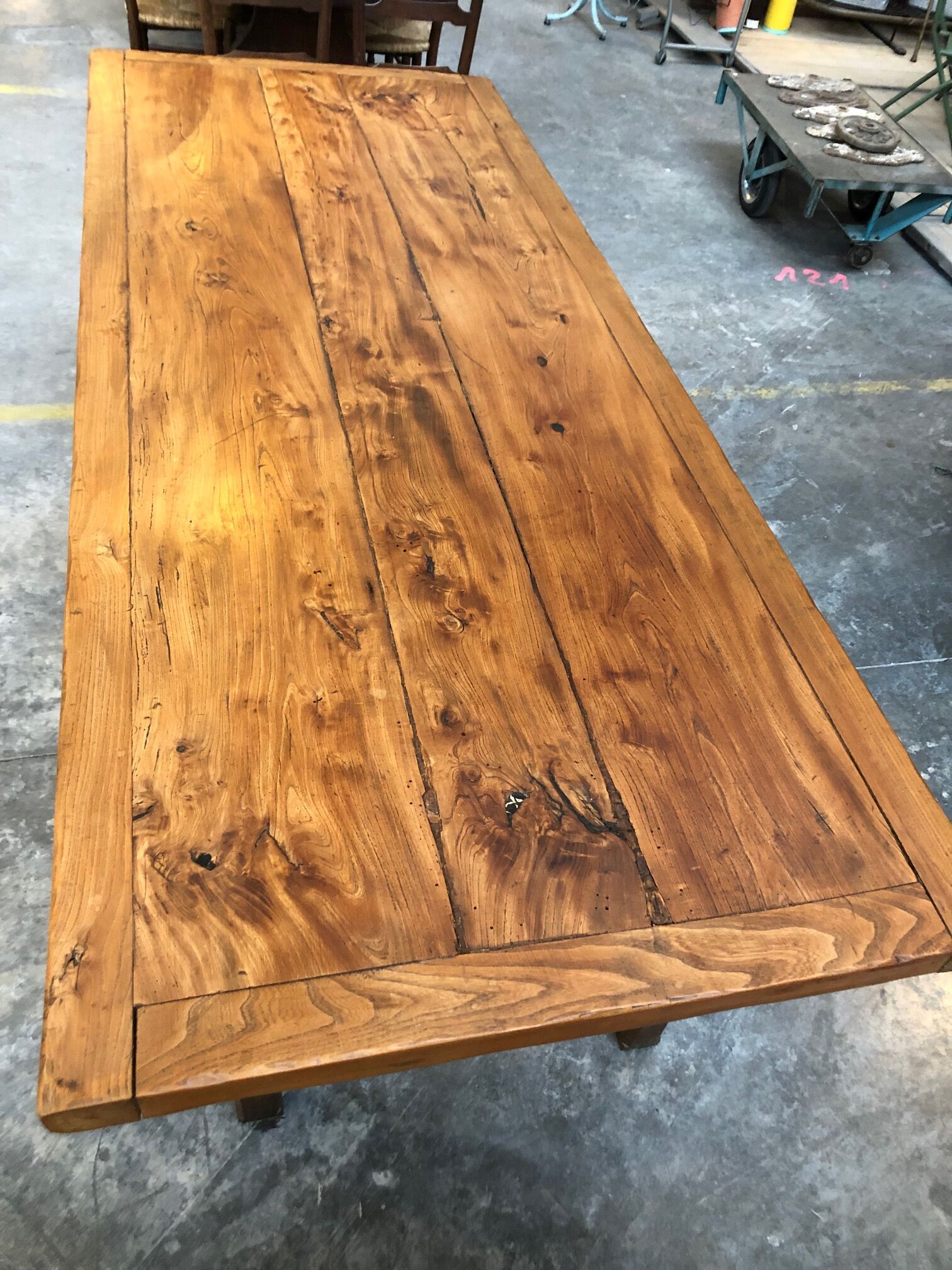 Old farm set massive Elm table