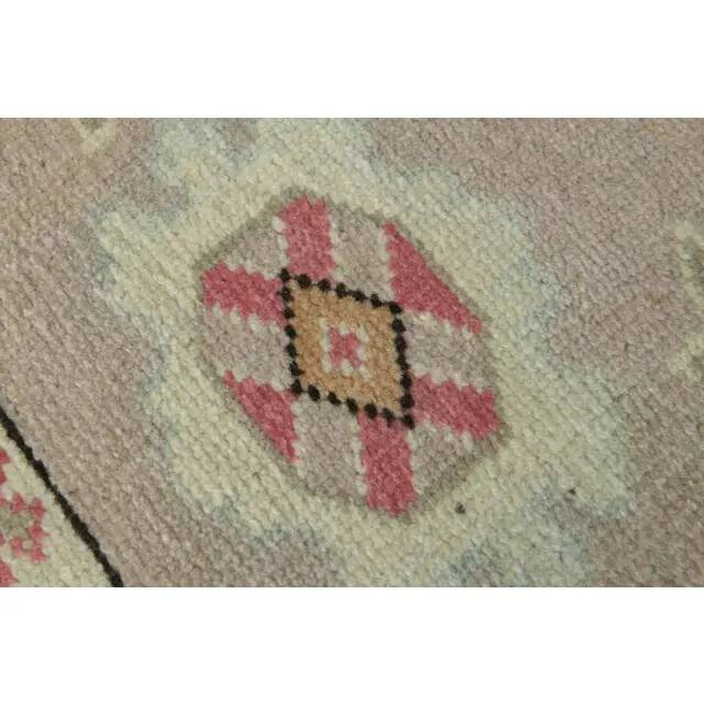 1970s Vintage Turkish Oushak Handmade Wool Cotton Cream Area Rug 150x205