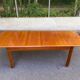 Scandinavian extendable dining table in honey-stained wood for 12 people 1990