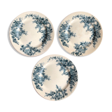 Lot of 3 flat plates in earthenware Choisy the King Iron Earth model Pompadour