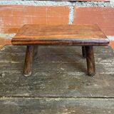Brutalist Footstool Vintage Chalet Old Solid Wood #D62