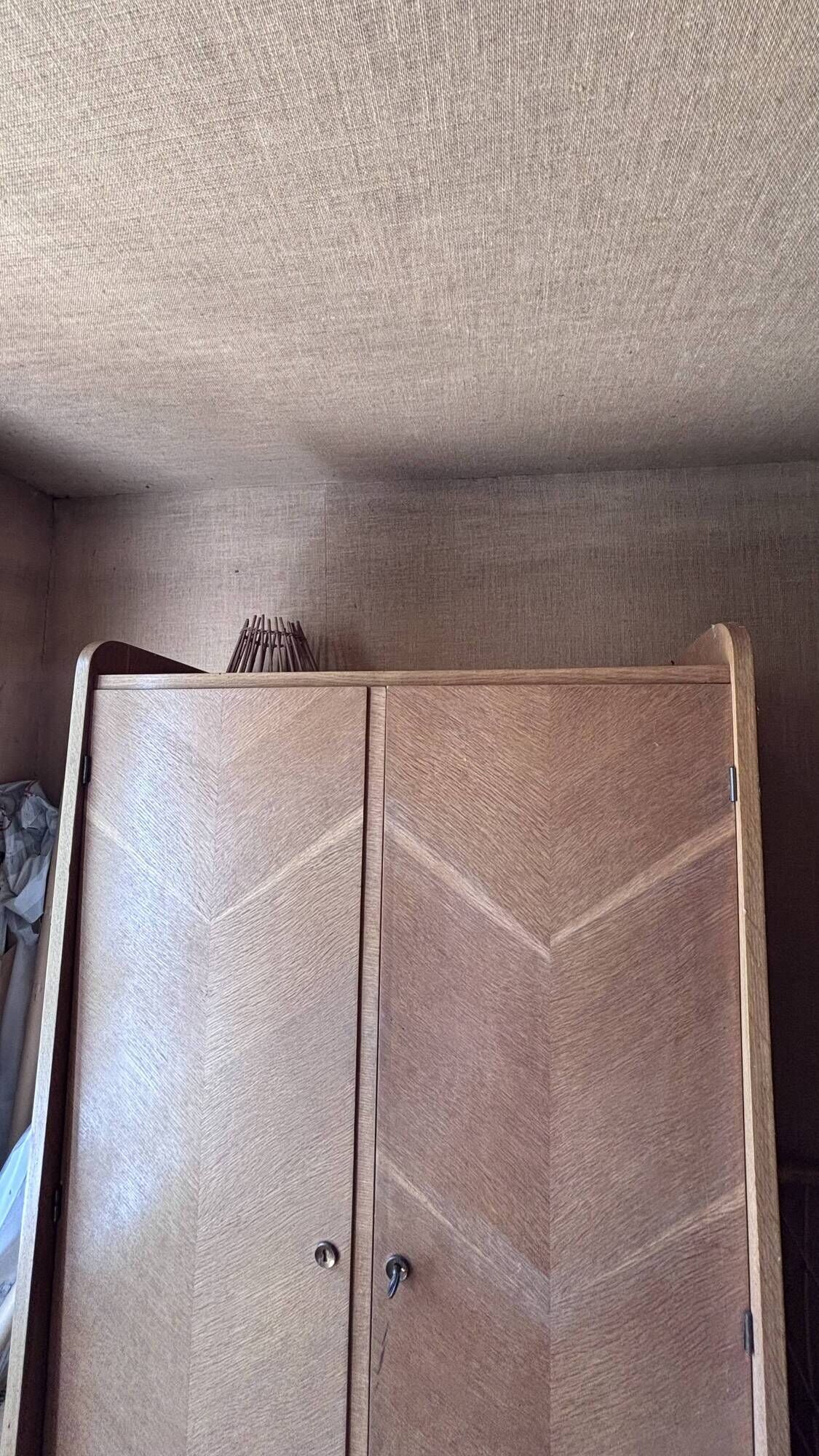Art Deco oak wardrobe with chevron decoration