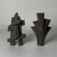 Pair of Dutch brutalist cast stone concrete abstract sculptures, ca 1960s