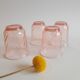Set de 4 verres à eau en verre rose torsadé vintage